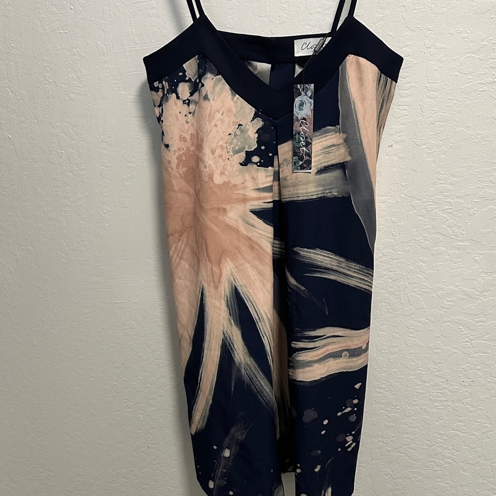 Closet Navy and Cream Artistic Mini Dress